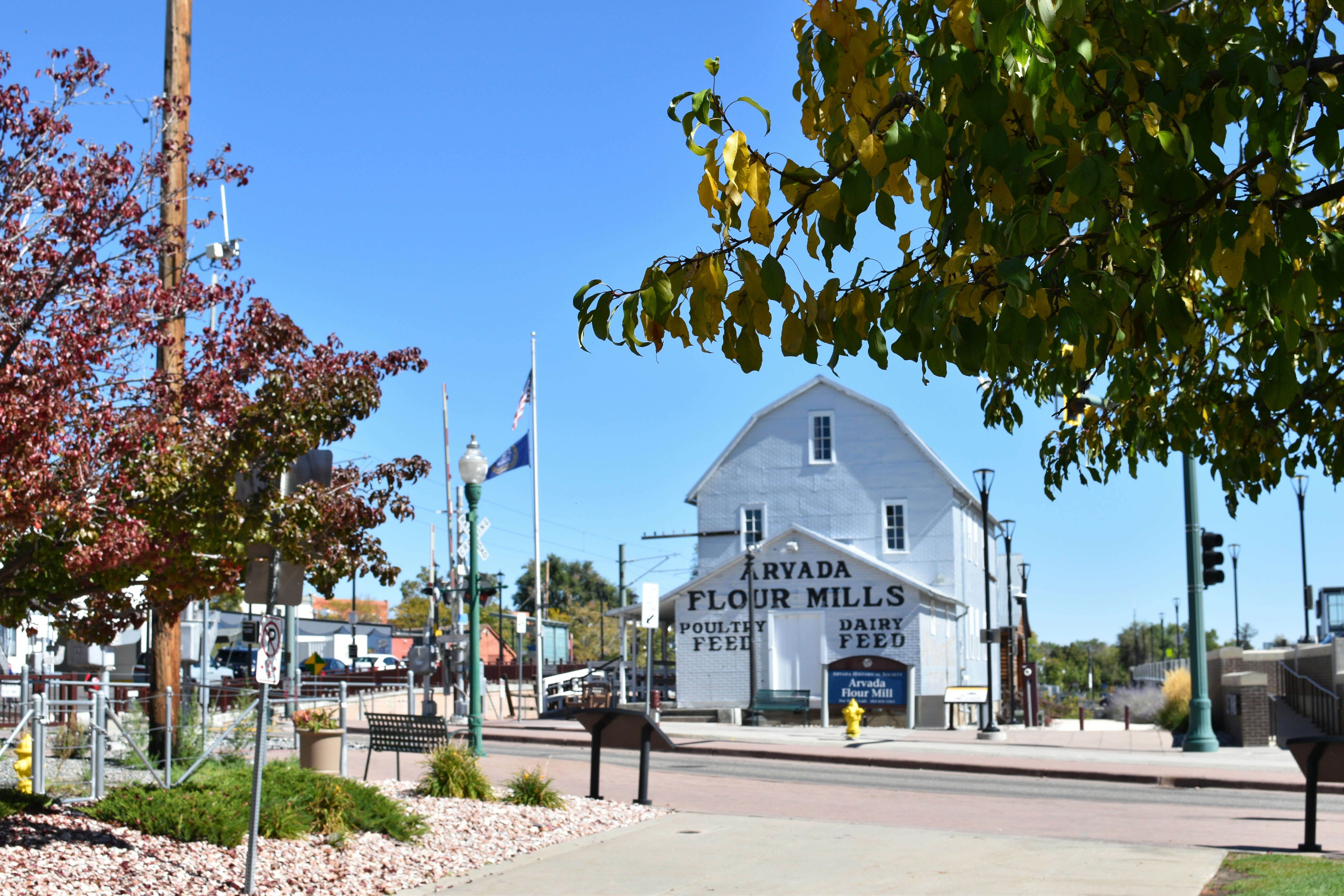Dusk over Arvada, Colorado, with the foothills behind